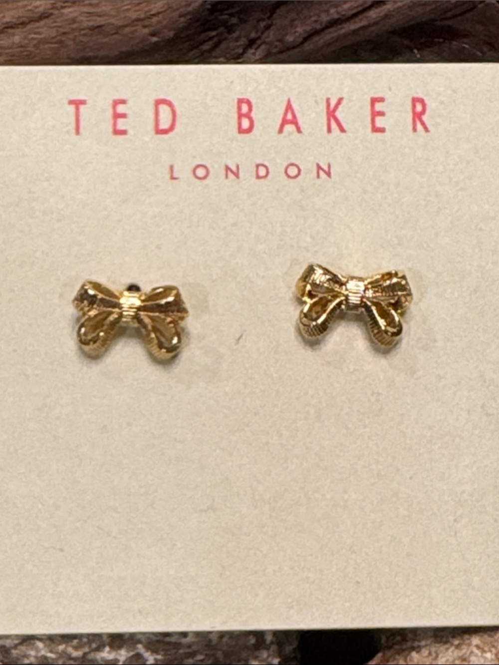 Ted Baker Gold Bow Stud Earrings for Kids - Shiny Gold Bows